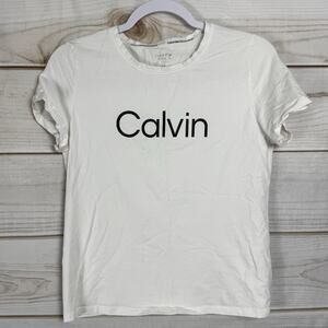 Calvin Klein Performance White Round Neck Short Sleeve T-Shirt Size PL
